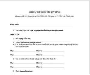 biên bản nghiệm thu sơn nước